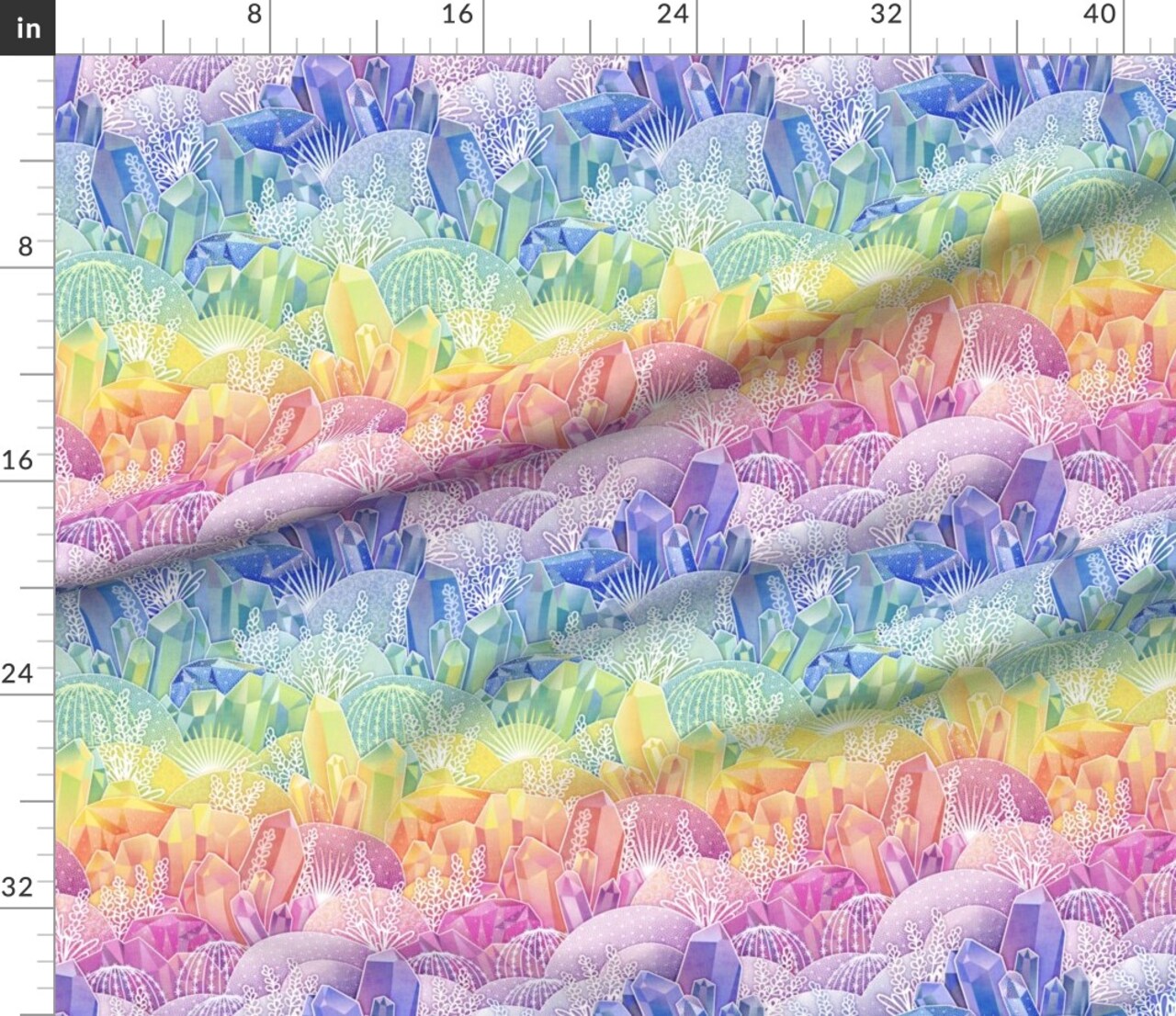 Whimsical Magic Fairy Lgbtq Dopamine Colorful Rainbow Crystal Cactus Stars Botanical Garden Summer Spring Pride Custom Printed Fabric by Spoonflower Various Fabrics by the Yard or Fat Quarter